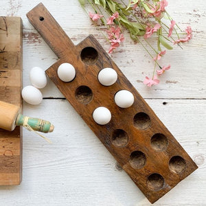 Farmhouse Handcrafted Egg Board, Handmade, Spanish Oak, Kitchen display, Wood Board Holder.