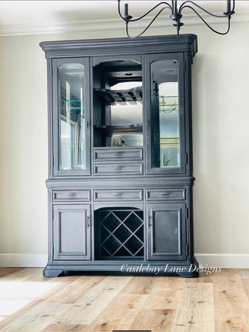 Classy Graphite Farmhouse China Cabinet