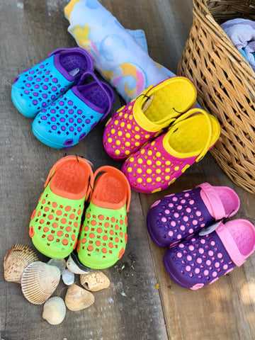 Girls Colorful Bubble Clog Slip-Ons